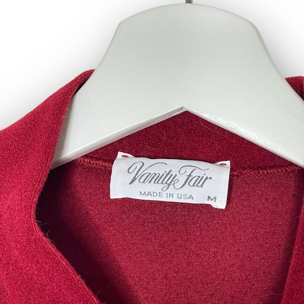 Vintage Vanity Fair Robe Red Velour Zip Up Long Sleeve Women’s Size Medium - Picture 6 of 14